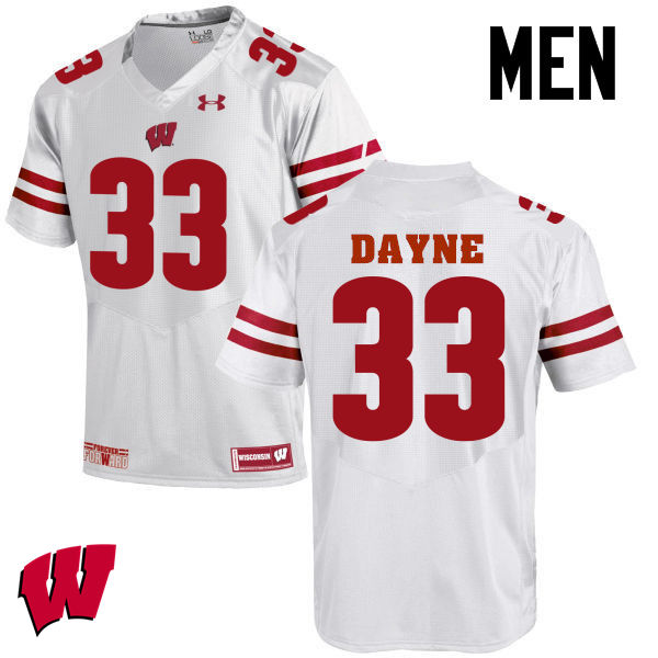 Men Wisconsin Badgers #33 Ron Dayne College Football Jerseys-White